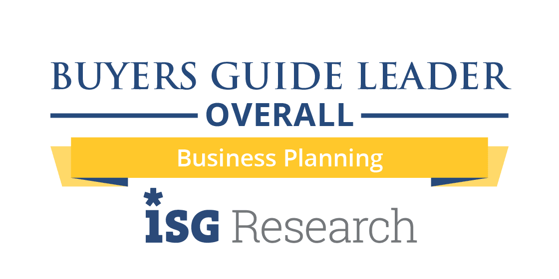 Badge showing OneStream as a Buyers Guide Exemplary Provider & Business Planning by ISG Research